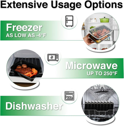 Meal Prep Containers 2 Compartment 15 Pack, 28 oz Divided Reusable Food Storage Containers with Lids Takeout Food Storage Containers Black, Microwave Dishwasher Freezer Safe, Stackable, BPA Free