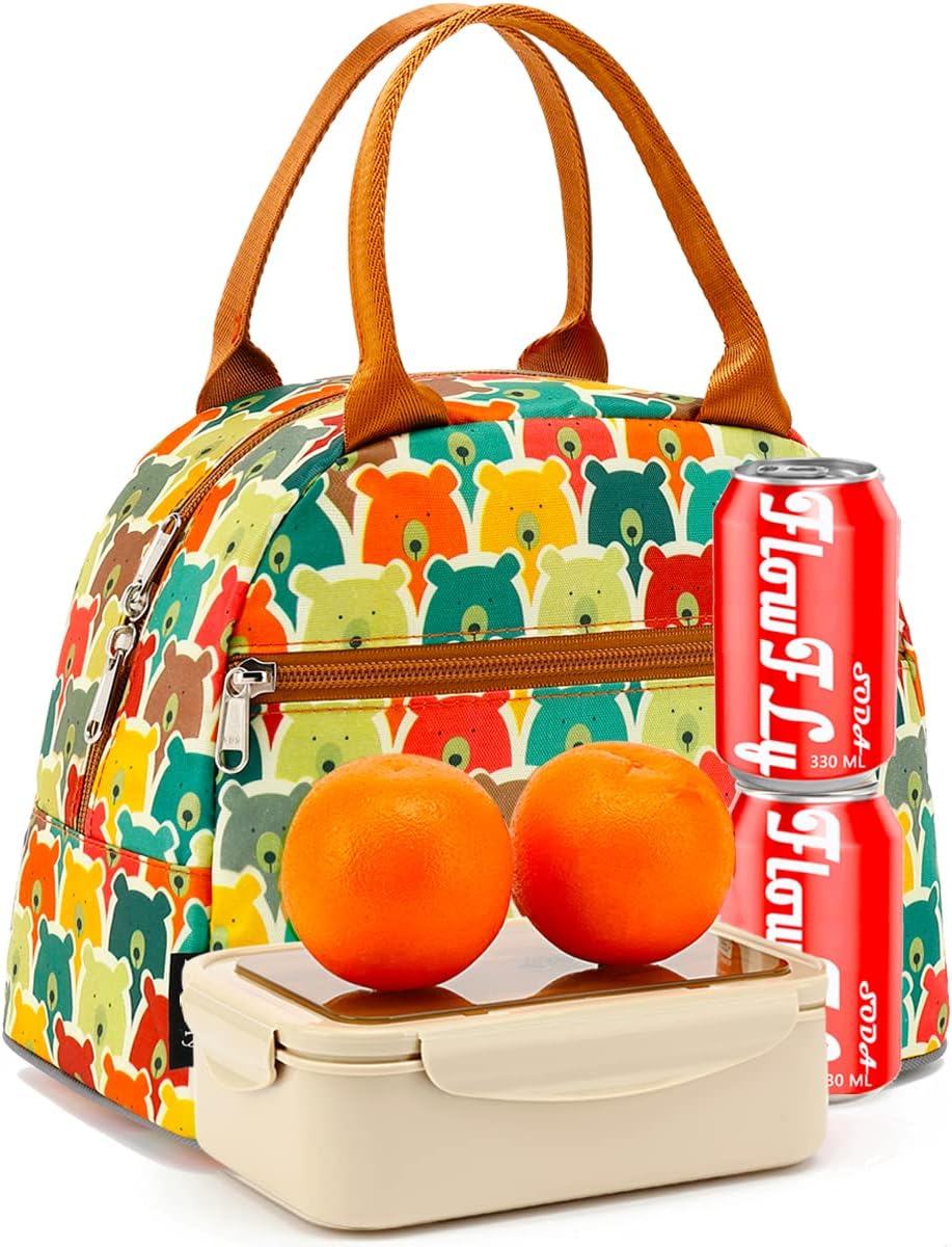 FlowFly Insulated Lunch Cooler Bag - Tote Bag Organizer for Women/Men, Black - Colors B