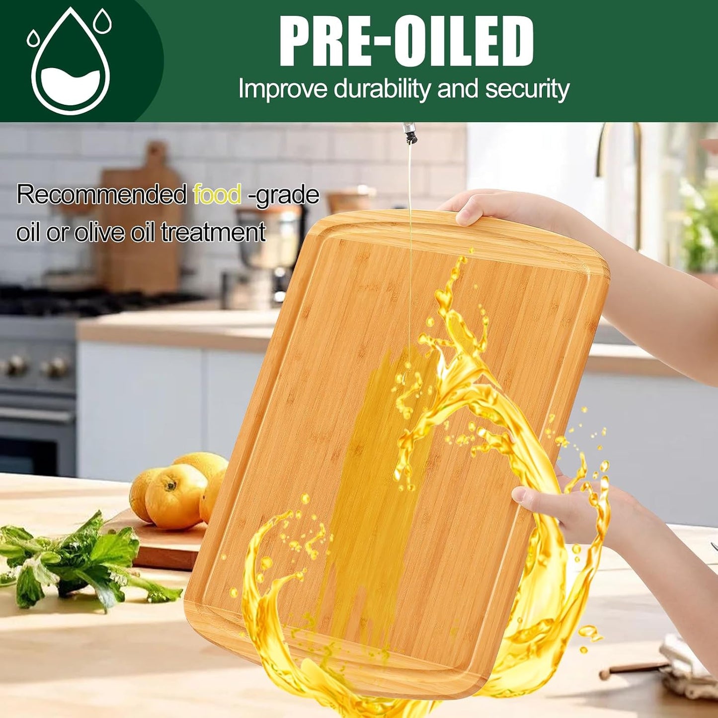Homaxy Extra Large Bamboo Cutting Boards for Kitchen, 18x12.5" Wood XL Cutting Board with Juice Groove, Butcher Block Wooden Chopping Board for Kitchen, Meat, Cheese, Fruit & Vegetables - Pre Oiled