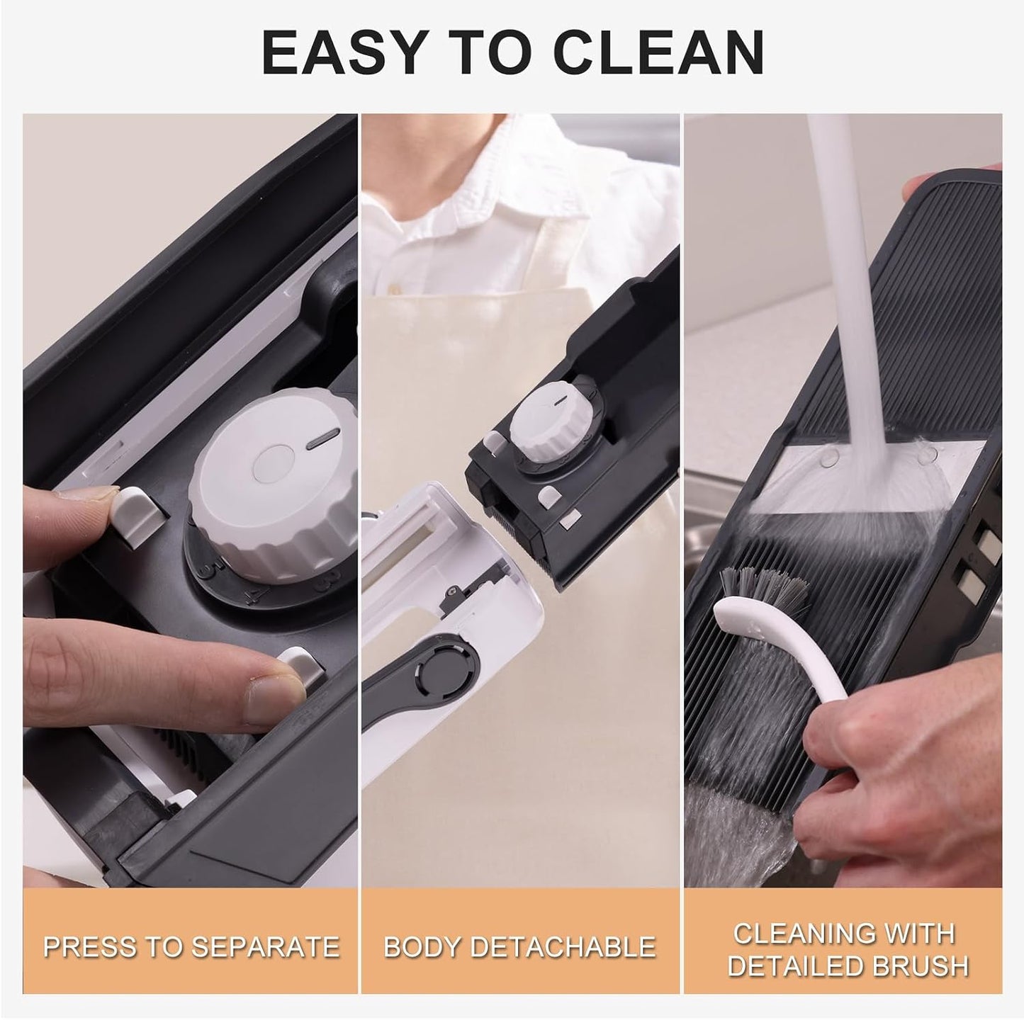 ONCE FOR ALL Safe Mandoline Slicer For Kitchen, Food Veggie Slicer, Gray