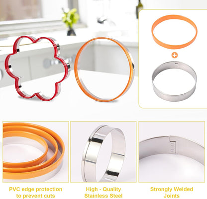 6 Pcs Cookie Cutters Set - Flower and Round Shapes Biscuit Cutter
