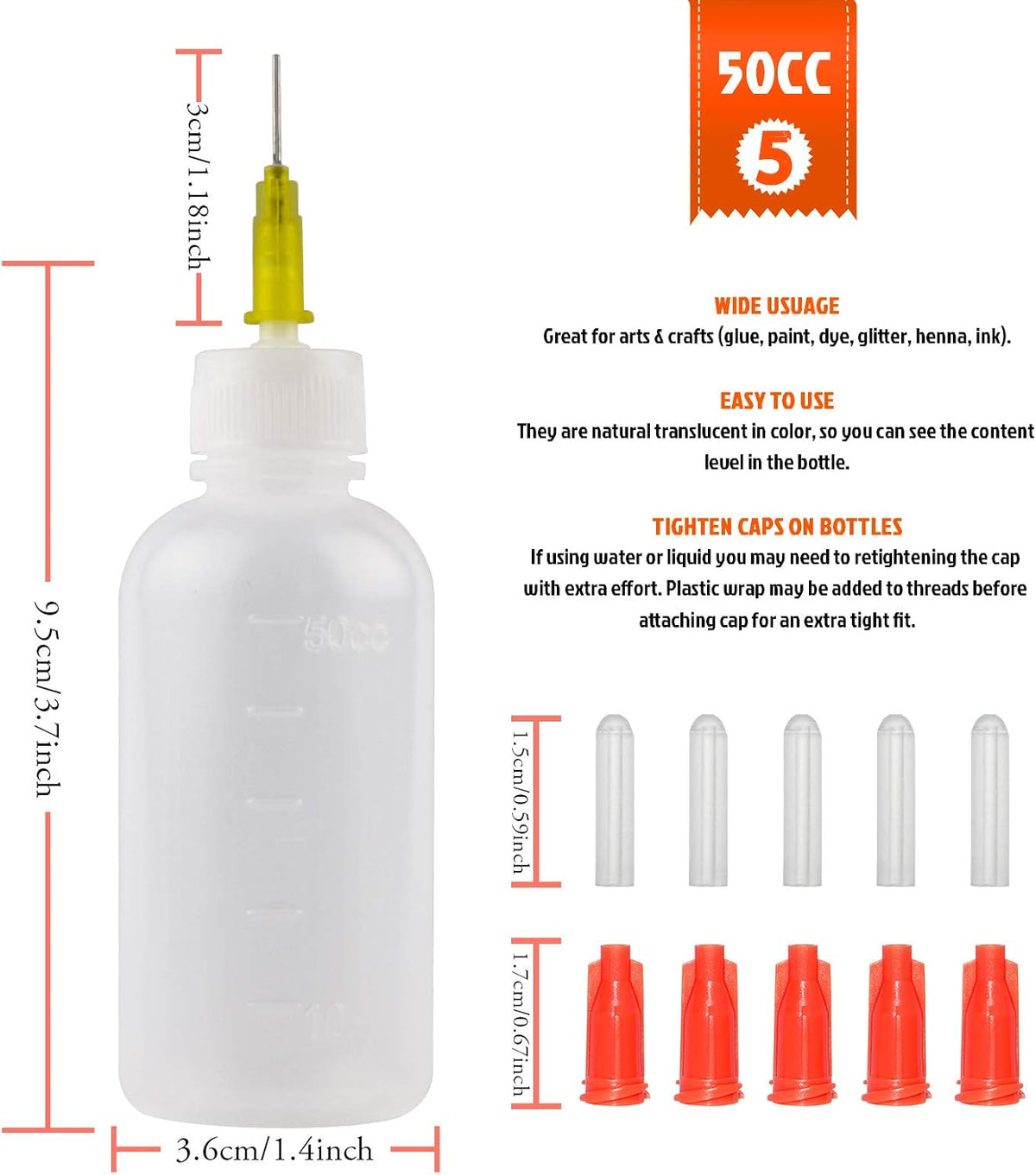 30cc Needle Tip Glue Squeeze Bottle Precision Tips Applicator Bottles 5 Pcs