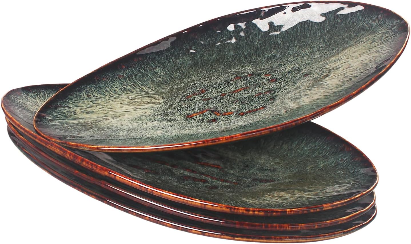 Serving Platter Olives Plate Set of 2, Large Serving Tray for Entertaining, Porcelain Trays and Platters, Salad Appetizer Tray,Dishwasher & Microwave Safe, Royal blue 14.5 Inch