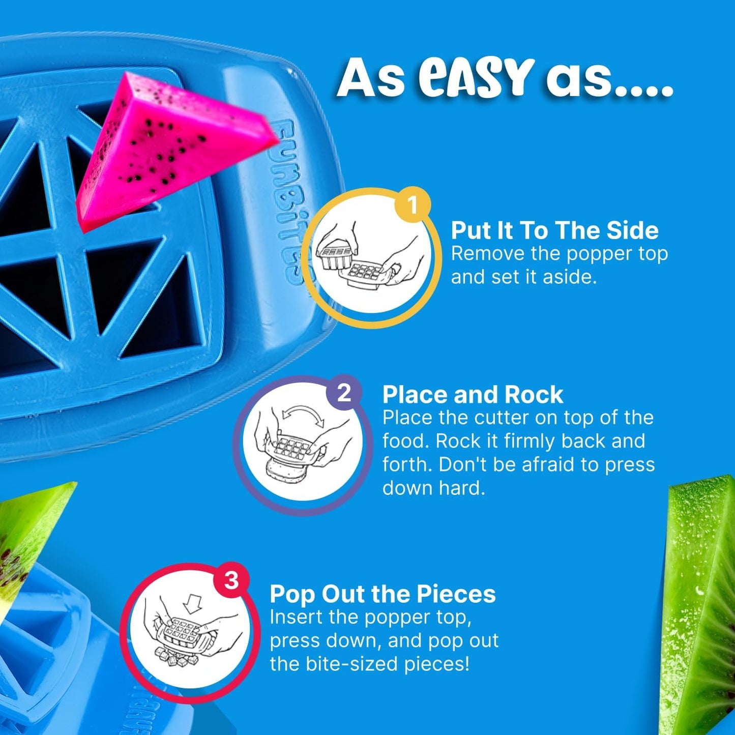 FUNBITES Crustless Sandwich Cutter for Kids Lunch, Uncrustable Sandwich Cutter (6-piece set), Bite-Size Food Cutter for Toddlers, Bento Box Accessories, Dishwasher Safe, Squares/Hearts/Triangles 3pk