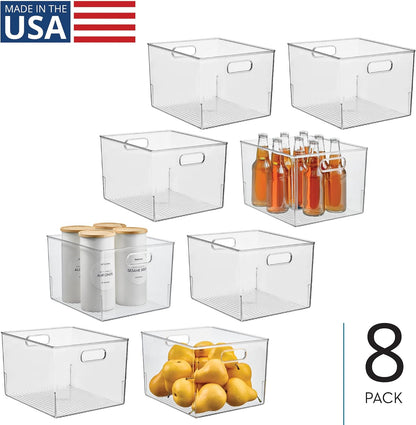 iDesign Storage Bin with Handles, 12" x 10" x 8", Clear | For Kitchen, Pantry, Cabinet, Nursery, Crafts
