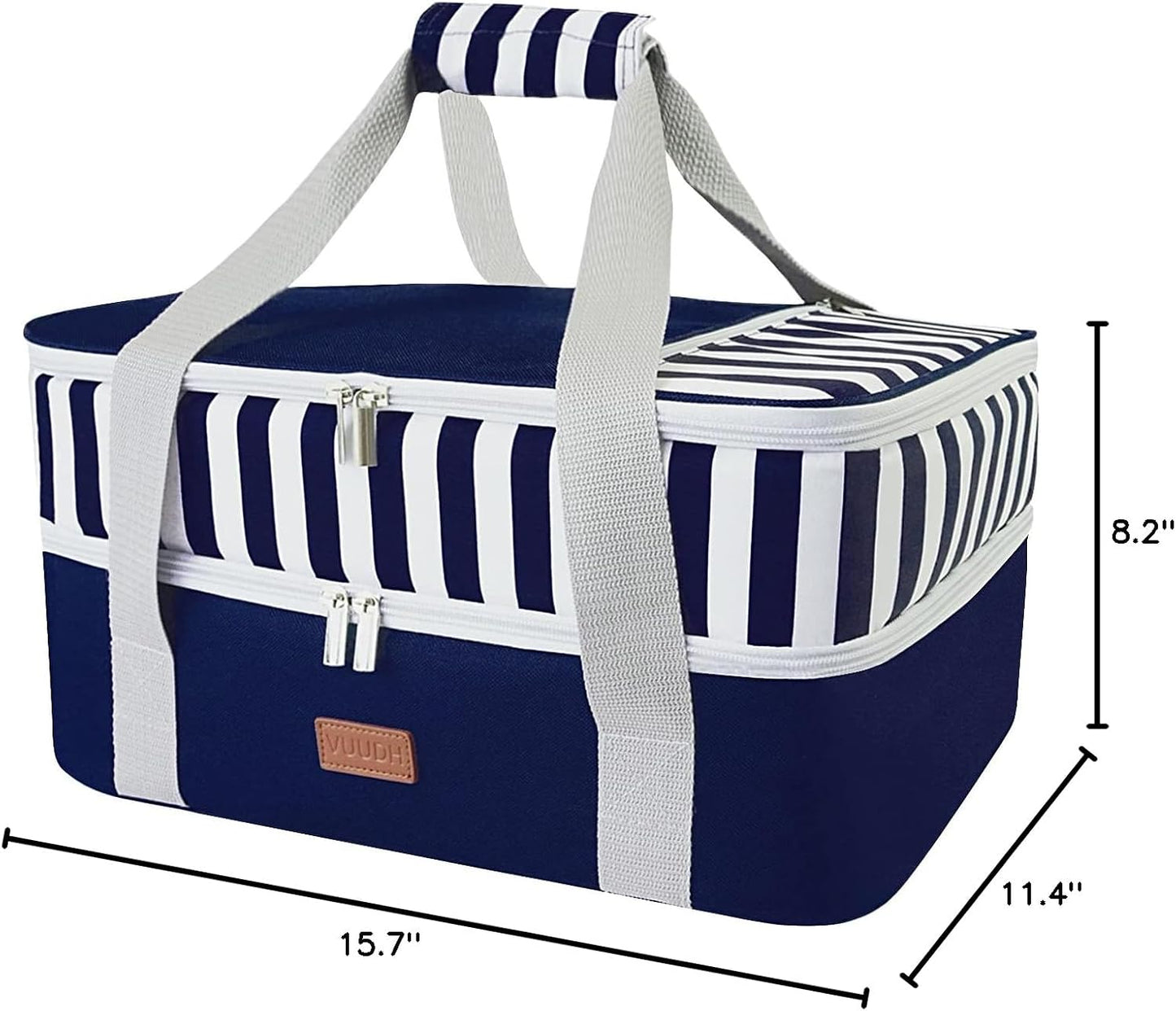 Expandable Casserole Carrier Bag - Double Decker Food Bag, Insulated Casserole Carrier for Hot or Cold Food, Lasagna Holder Tote for Picnics,Beaches,Traveling or Gifts