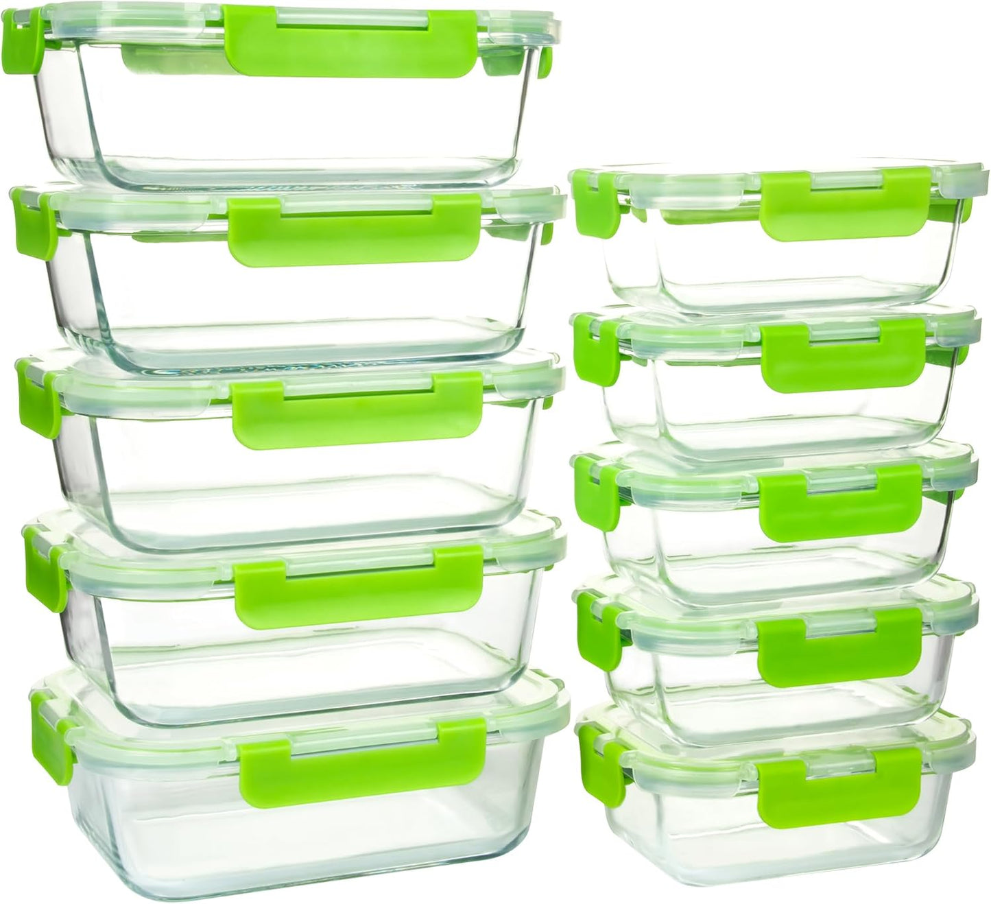 UMEIED 10 PACK Glass Food Storage Containers with Leak Proof Lids, Glass Airtight Meal Prep Containers Set for Lunch, On the Go, Leftover, Kitchen Pantry Organizers and Storage (Pink)