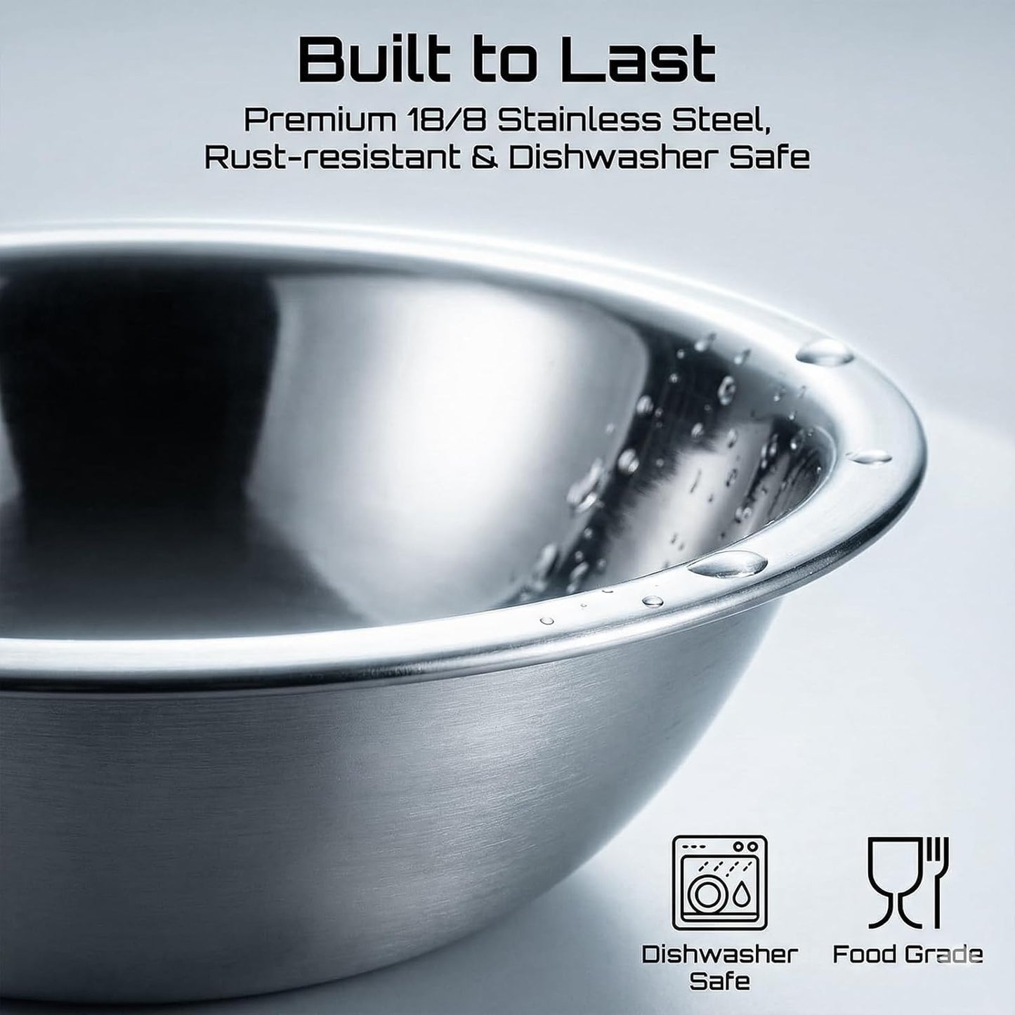 10 PCS Small Stainless Steel Bowls, 3/4 Quart Prep Bowls with Flat Base, 6 1/2 Inch Wide Metal Bowl for Kitchen Prep Cooking Baking Serving Mixing Cereal