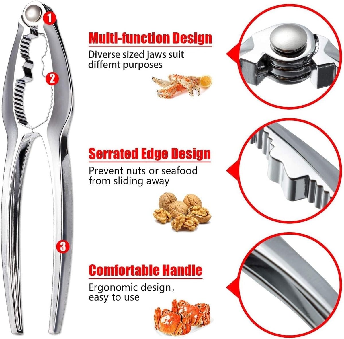 12 Pcs Crab Crackers and Tools Set Heavy Duty Seafood Tools Set Crab Leg Crackers Lobster Nut Crackers Opener Home Kitchen Parties Tools for Crableg and Lobster Lovers Gift
