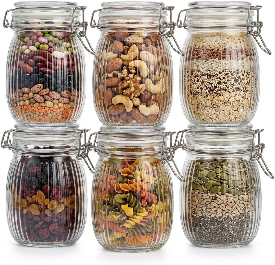 Spice Jars Set of 6, 4 oz Glass Spice Jars with Airtight Lids and Labels, Small Seasoning Jars for Spices, Herbs, Kitchen Spice Organizer