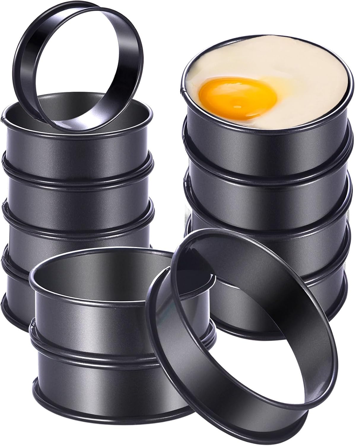 DATANYA Crumpet Rings NONSTICK English Muffin Ring 4 Inch - Stainless Steel Double Rolled Tart Rings Round Metal Cookie Pastry Ring Molds for Baking Cooking