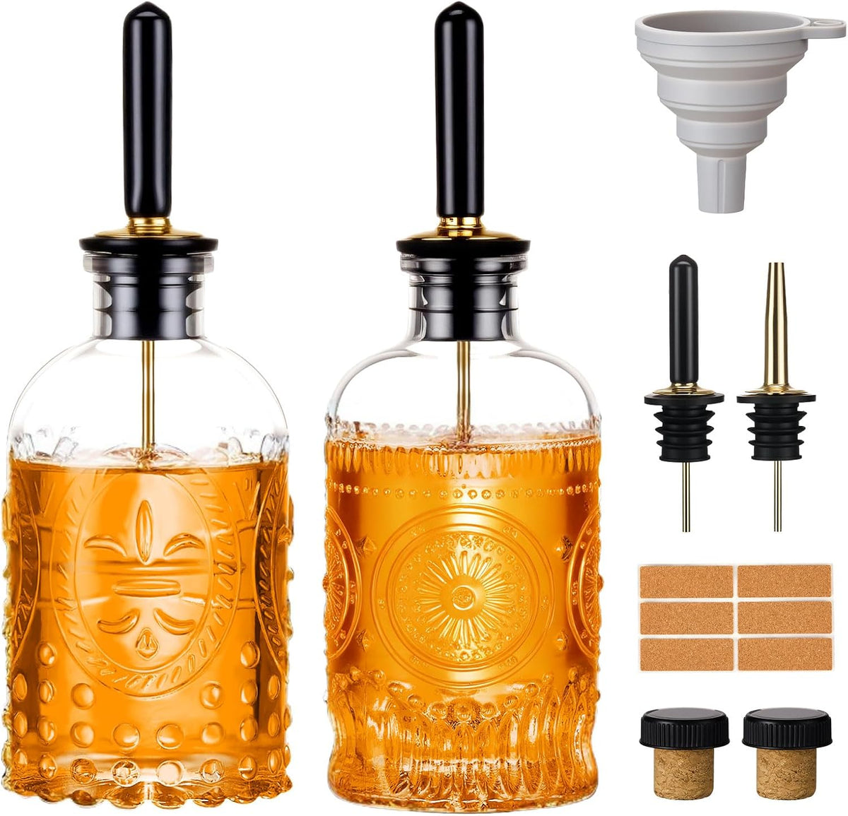 Baalaka Syrup Bottles, Glass Coffee Syrup Dispenser Set, 2-Pack, 7 oz Each