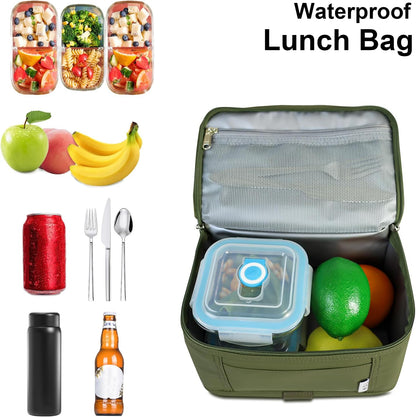 NOL Mini Insulated Lunch Bag for Women Men Kids | Small Leakproof Reusable Lunch Tote | Fits 6 Cans 330ml | Thermal Cooler for Work School Picnic Camping, Navy blue
