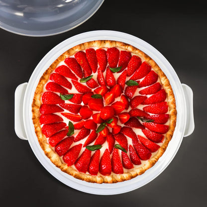 12inch Portable Pie Carrier with Lid and Cupcake Muffin Tart Cookie Keeper Food, for Wedding Party Baby Shower Party Christmas (Green)
