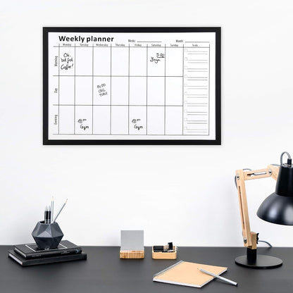 Navaris Weekly Planner White Board - 24" x 36" Magnetic Dry Erase Whiteboard Calendar with 7-Day Week Plan for Wall - Includes Markers and Magnets