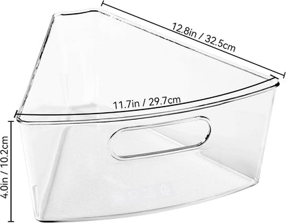 Oubonun Lazy Susan Organizers Set of 6, 11.6’’ x 10.2’’ x 4.1’' Plastic Transparent Kitchen Cabinet Storage Bins with Handle, 4.1" Deep Container, 1/8 Wedge - Food Safe, without BPA