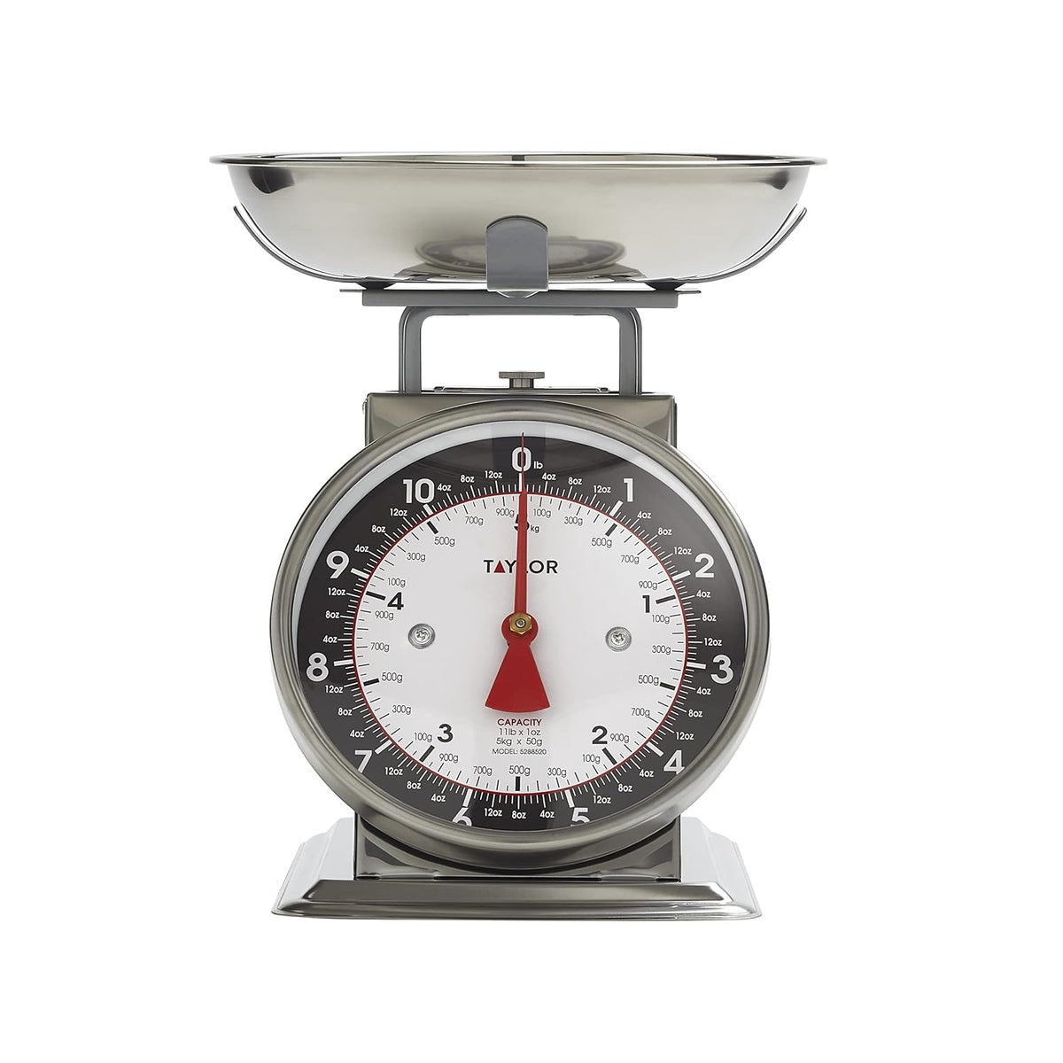 Taylor Vintage Mechanical Kitchen Scale - 11 lb Max Capacity, Silver
