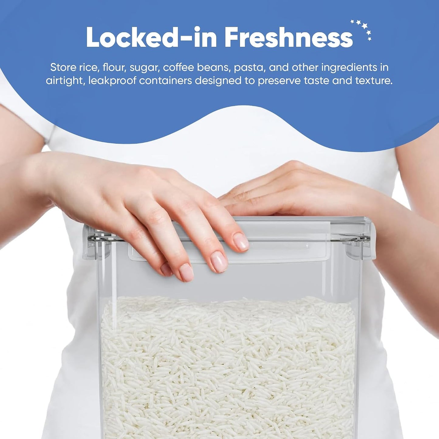 Chef's Path Extra Large Airtight Food Storage Containers with Lids, Pack of 2, 6.5L, 220Oz, Airtight Kitchen and Pantry Bulk Canisters for Flour, Sugar, Rice, and Baking Supplies - Transparent