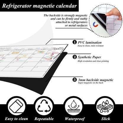 Utron Magnetic Calendar for Refrigerator, 3P Fridge Calendar Magnet, 14×11In Monthly and Weekly Planner & 3.5×8In Daily List Magnetic Calendar
