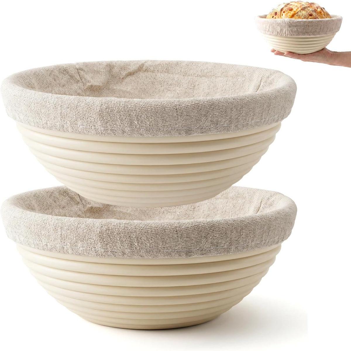9" Round Banneton Bread Proofing Basket, Family Kit Sourdough Basket