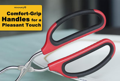 HINMAY 10" 12" 16" Stainless Steel Kitchen Tongs Set, Non-Slip Comfortable Grip Scissor Tongs for Cooking, Grilling & Serving, Set of 3
