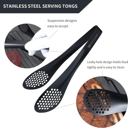 MSY BIGSUNNY Chef Kitchen Tongs Stainless Steel Food Serving Tongs Set Buffet tongs (silver 7" 9" & 11", 3 pack)