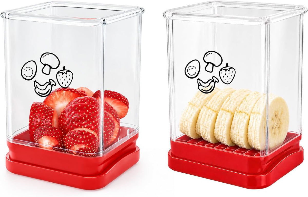 Creative Strawberry Slicer, Stainless Steel Speed Cutter with Push Plate