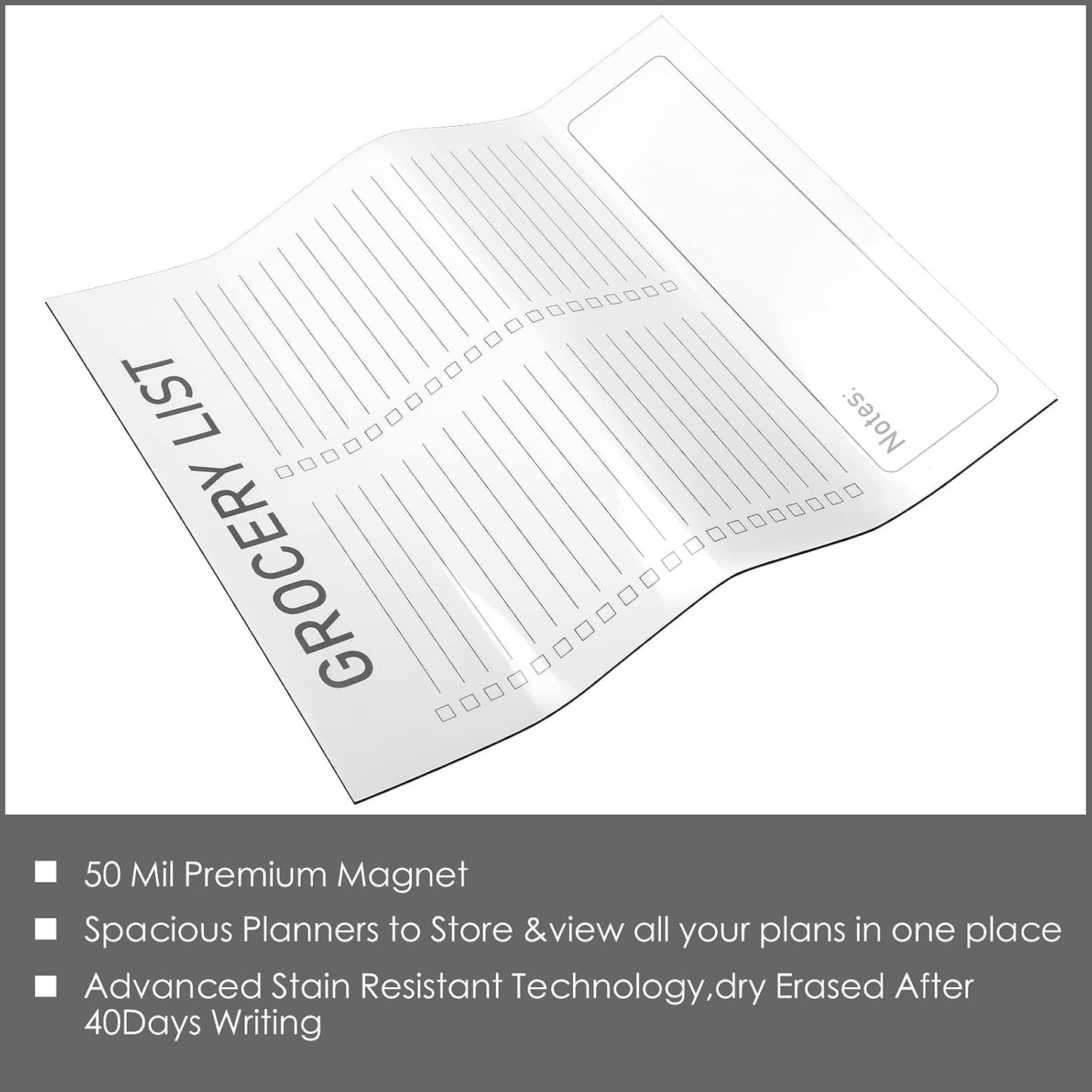 Gueevin 2 Pcs Magnetic Dry Erase Grocery List for Fridge 10" x 12" Magnet White Board Sheet with 8 Whiteboard Markers 2 Eraser Reusable for Refrigerator Kitchen Locker Cabinet Door(Black Line)