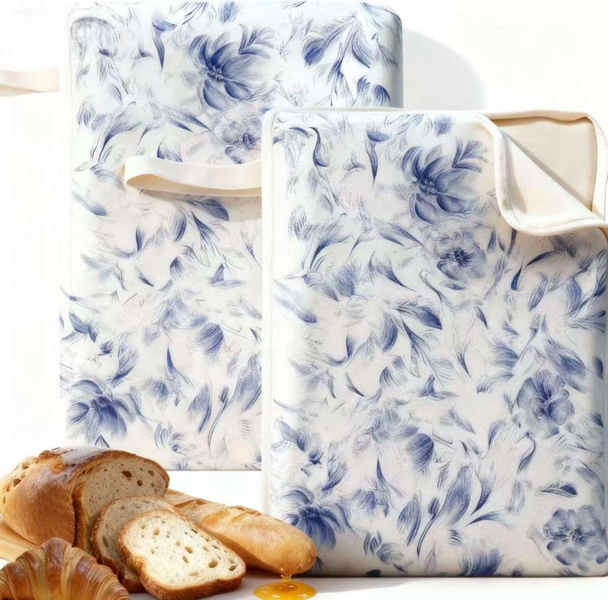 Wide Zipper Access Cotton &Beeswax Bags for Homemade Bread 2 Pack XL Reusable Beeswax Bread Bags for Homemade Bread Freezer Organic Cotton Food Storage Bags to Keep Fresh