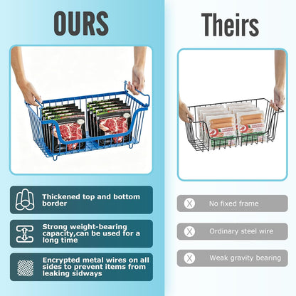 GAOKASE 4 Pcs Stackable Wire Baskets for Pantry Organizers and Storage,Vegetable Fruit Basket for Countertop,Kitchen Storage Metal Baskets,Produce Potato Onion Storage Bin-Black