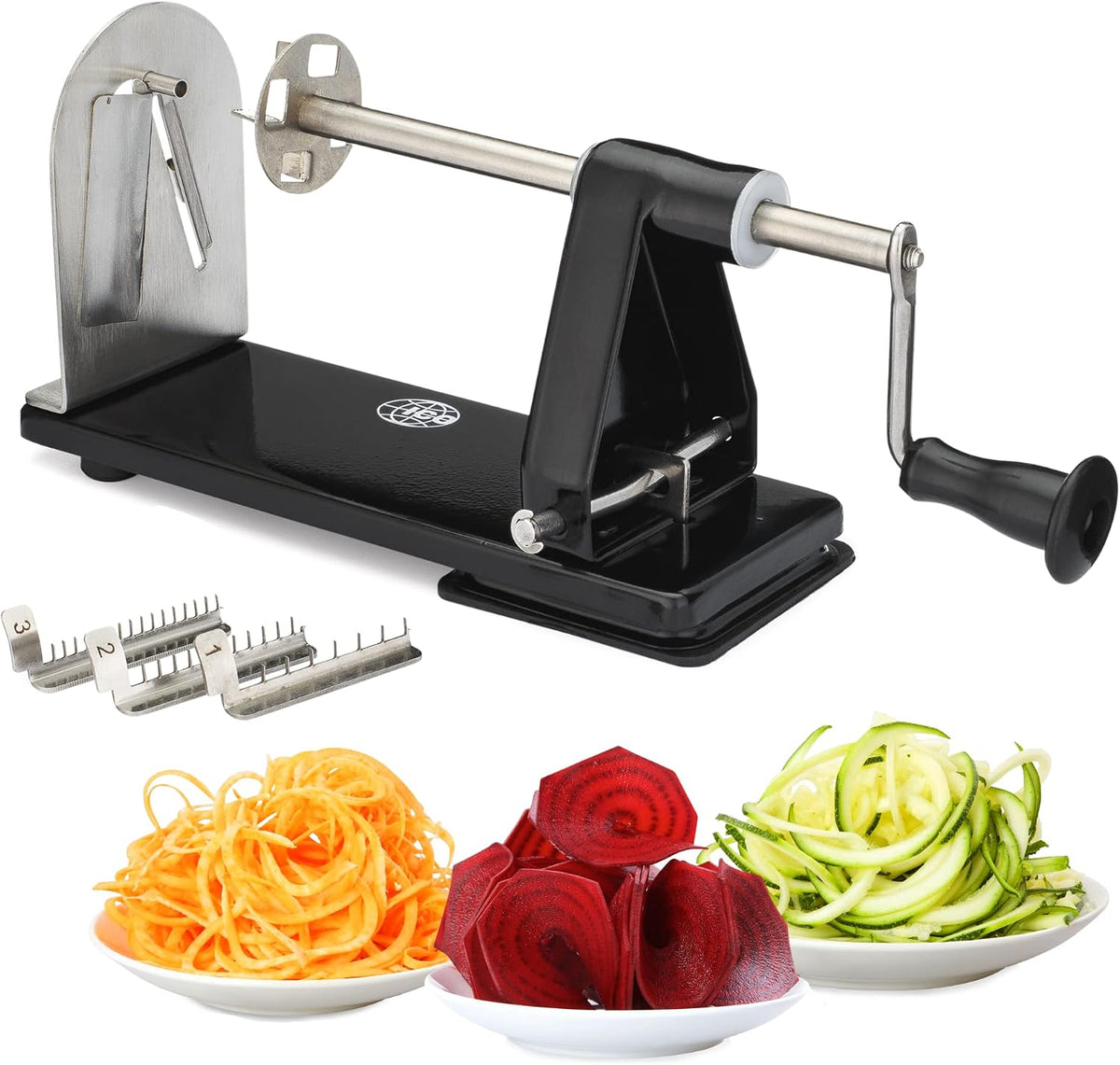 4-Blade Zucchini Spiralizer Noodle Maker with 3 Blades and 1 Built-In