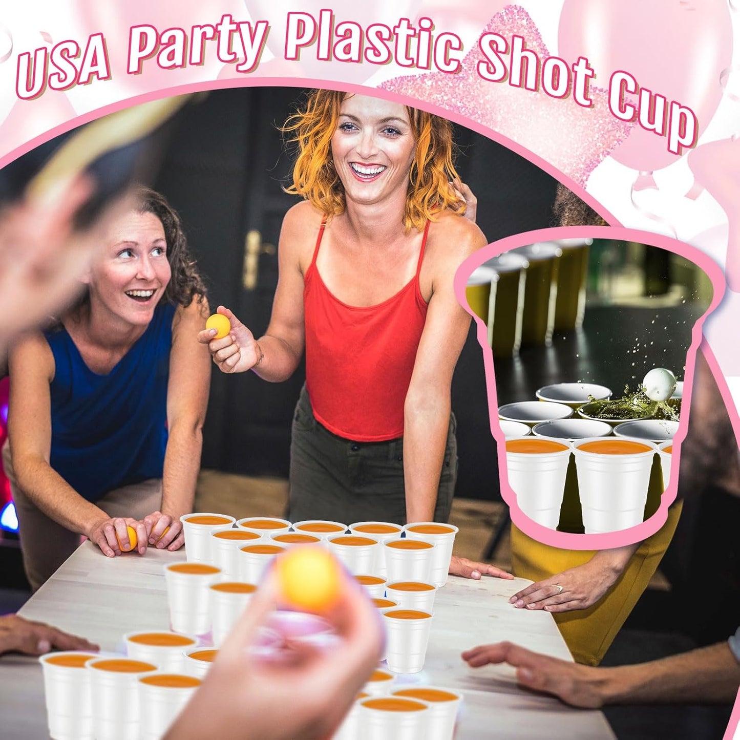 Roshtia 100 Pack 2 oz Plastic Shot Cups, Mini Disposable Shot Glasses 2 oz Wedding Party Cups for Bridal Shower Wedding Party, Beer Taste Serving, Snacks(Black, Gold)