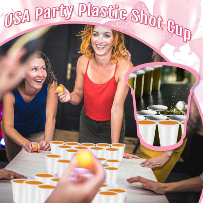 Roshtia 100 Pack 2 oz Plastic Shot Cups, Mini Disposable Shot Glasses 2 oz Wedding Party Cups for Bridal Shower Wedding Party, Beer Taste Serving, Snacks(Black, Gold)