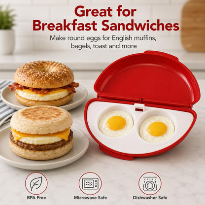 Microwave Egg Cooker 2-Egg Poacher Omelet and Scrambled Egg Maker