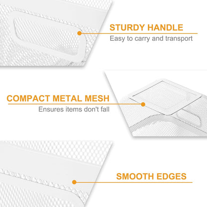 MorningRo 6 Pack Metal Mesh Basket with Hollow Handles Black Wire Storage Bin for Organizing Stackable Metal Fine Mesh Basket for Pantry Bathroom Kitchen Cabinets Shelves (Medium)
