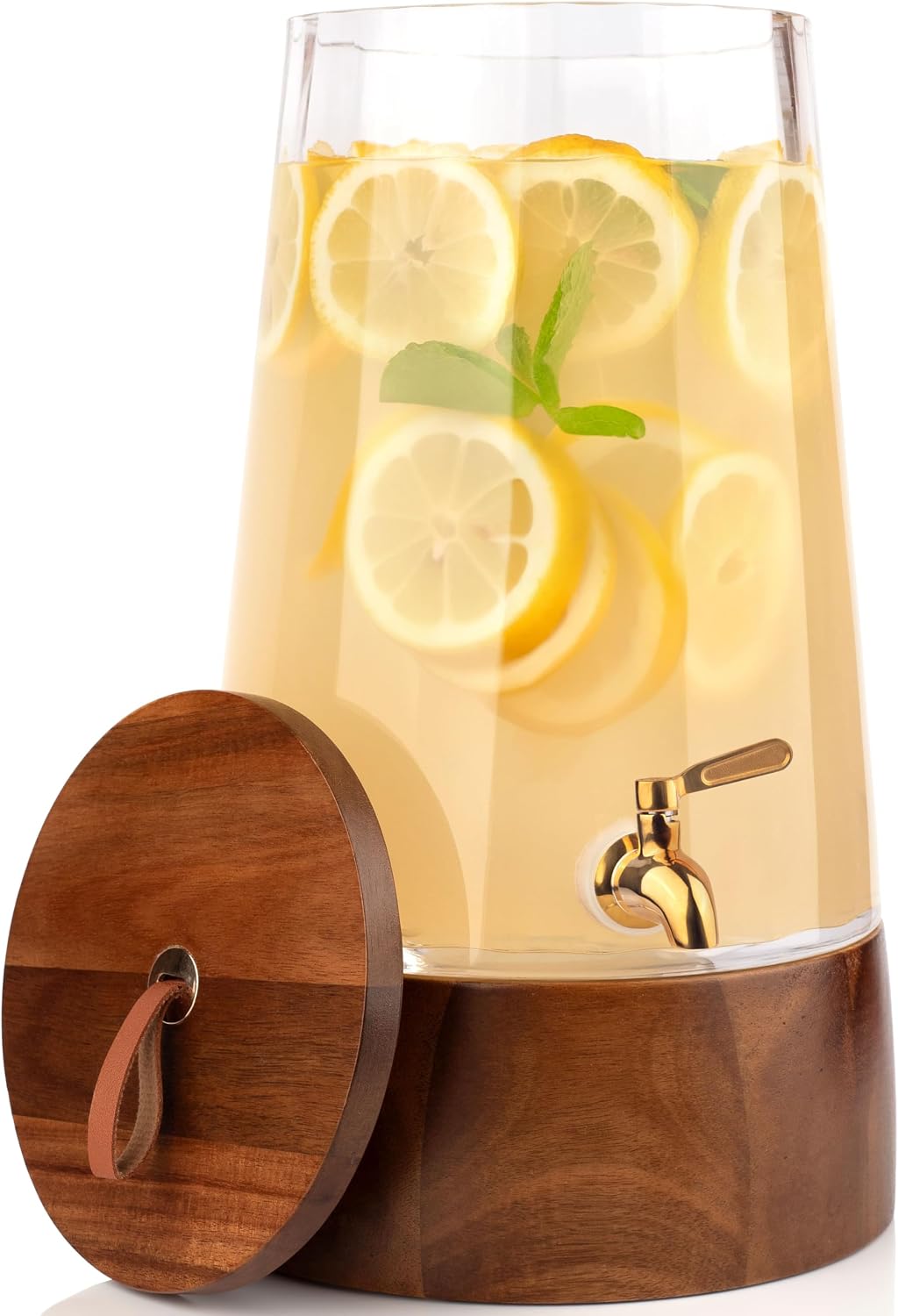 FOODLE Extra Large Glass Drink Dispenser with Spigot - Glass Beverage Dispenser with Stand - Perfect for Parties & Catering - Pitcher for Lemonade, Water, Sangria & Juice - Leakproof Spout - 3 Gallon