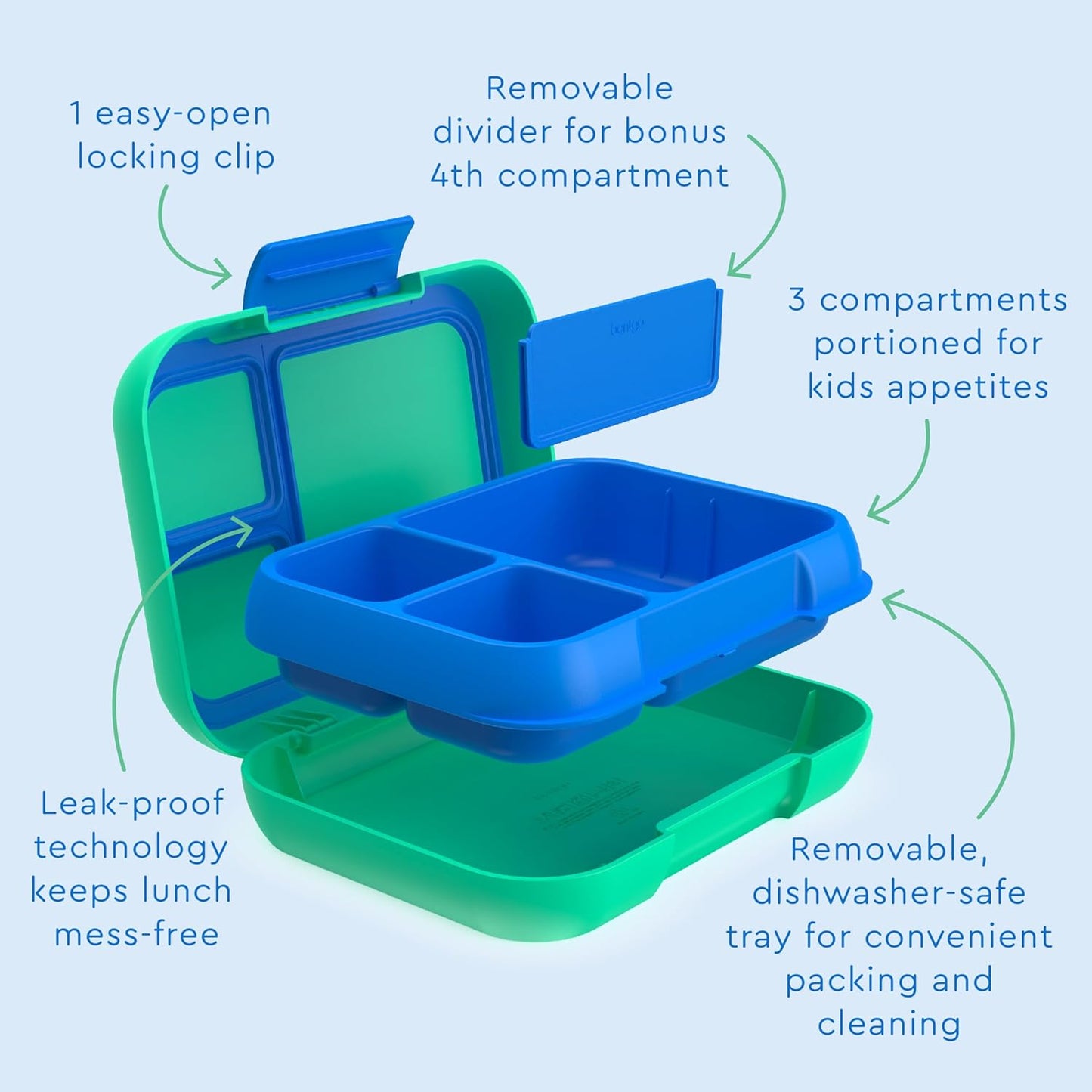 Bentgo Pop - Leak-Proof Lunch Box & Removable Divider for Ages 8+ & Teens - Lunch Container Holds 5 Cups of Food; 3-4 Compartments; Microwave/Dishwasher Safe; 2 Year Warranty (Flame Red/Turquoise)