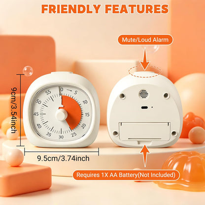 Visual Mechanical Timer, 60-Minute Wind Up Kitchen & Classroom Timer
