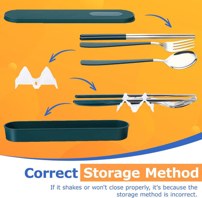 3-Piece Reusable Cutlery Set with Case - Stainless Steel, Heart-Shaped, Includes Chopsticks, Knife, Fork, Spoon, Travel & Camping (ORANGE)