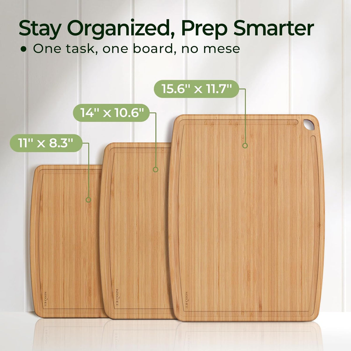 Keechee Dishwasher Safe Bamboo Cutting Board, Lightweight & Durable Wood Cutting Board, Reversible with Juice Groove, Easy to Store & Clean, Ideal Kitchen Gift for Home Cooks