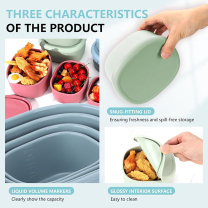 4 Pcs Silicone Food Storage Containers with Lids，BPA Free Reusable Silicone Storage Containers for Food Freezer Containers Freezer Dishwasher Safe (33.8oz, 20oz, 10oz, 6.7oz)