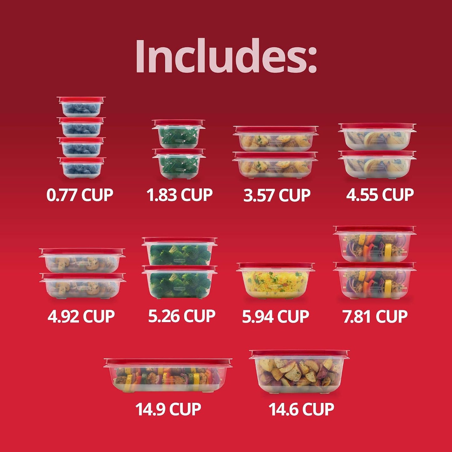 Rubbermaid EasyStore Large Containers, 18-Piece Set, Food Storage Containers with Lids
