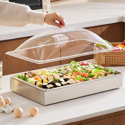 VEVOR Chilled Condiment Server, 4 Compartment Ice Cooled Condiment Serving Container, Chilled Garnish Tray Bar Caddy with Lid, for Bartending & Serving Taco, Salad, Fruit, Home & Restaurant Supplies