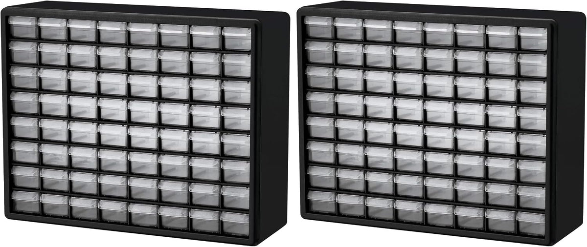 Akro-Mils 44-Drawer Plastic Drawer Storage Cabinet for Garage Organization, Bead Organizer, Building Bricks Storage, Teacher Toolbox, Makeup Organizer, 20" W x 6" D x 16" H, 10144 Black