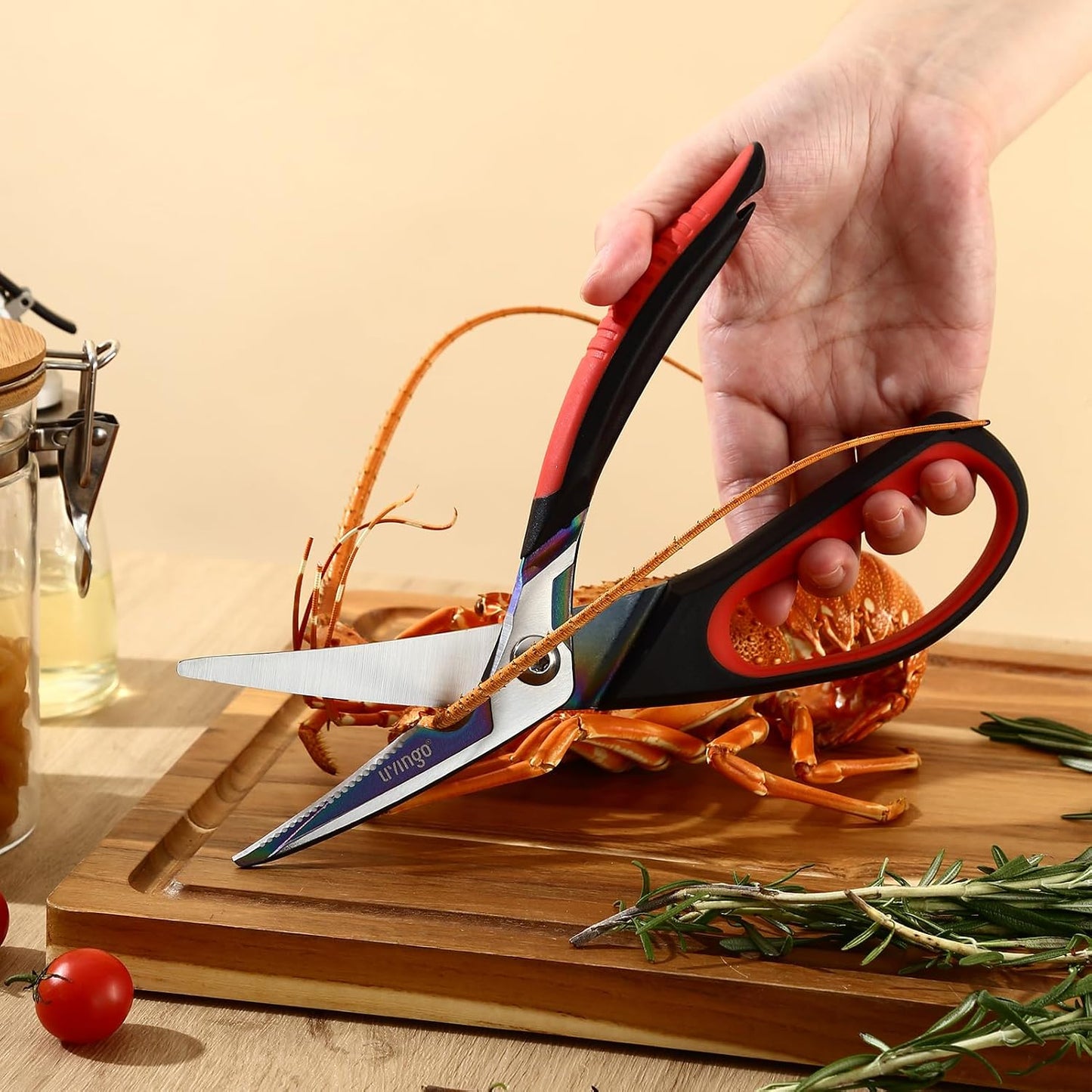 LIVINGO Heavy Duty Kitchen Shears - Titanium Coated Hot Forged Sharp Multipurpose Stainless Steel Utility Shears for Household Culinary Food Cutting Chicken Meat Cooking, Dishwasher Safe, 9.5 Inch