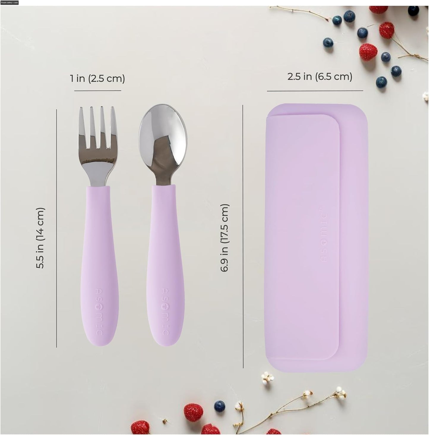 ASOMIC® Premium 316 Stainless Steel Toddler Utensils with Silicone Handles & Travel Case, Kids Spoon & Fork Set for Toddler Self Feeding at Daycare, Preschool & School, BPA-Free, Dishwasher Safe