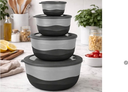 Pera Mixing Bowls with Lids, 8-Piece Airtight Leak-Proof Nesting BPA-Free Bowl Set for Kitchen & Food Storage, Large 4200ml Capacity, Microwave & Dishwasher Safe