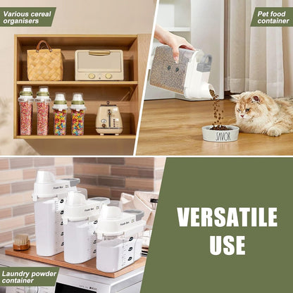 Cereal Storage Container 2Pack,85oz/2.5L Airtight Food Storage Containers With Lids,Organizers Storage With Measuring Cup for Beans,Sugar,Rice,Nuts,Snacks,Dog Cat Pet Food,Candy