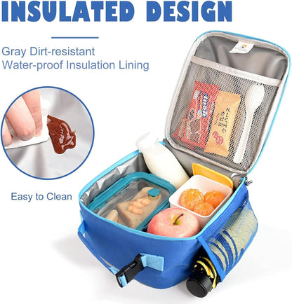 CaCTOUR Lunch Box Kids,Premium Insulated Lunchbox for Girls Boys,Soft Mini Cooler Bag Back to School Thermal Reusable Lunch Bag for Work School Picnic (Blue)