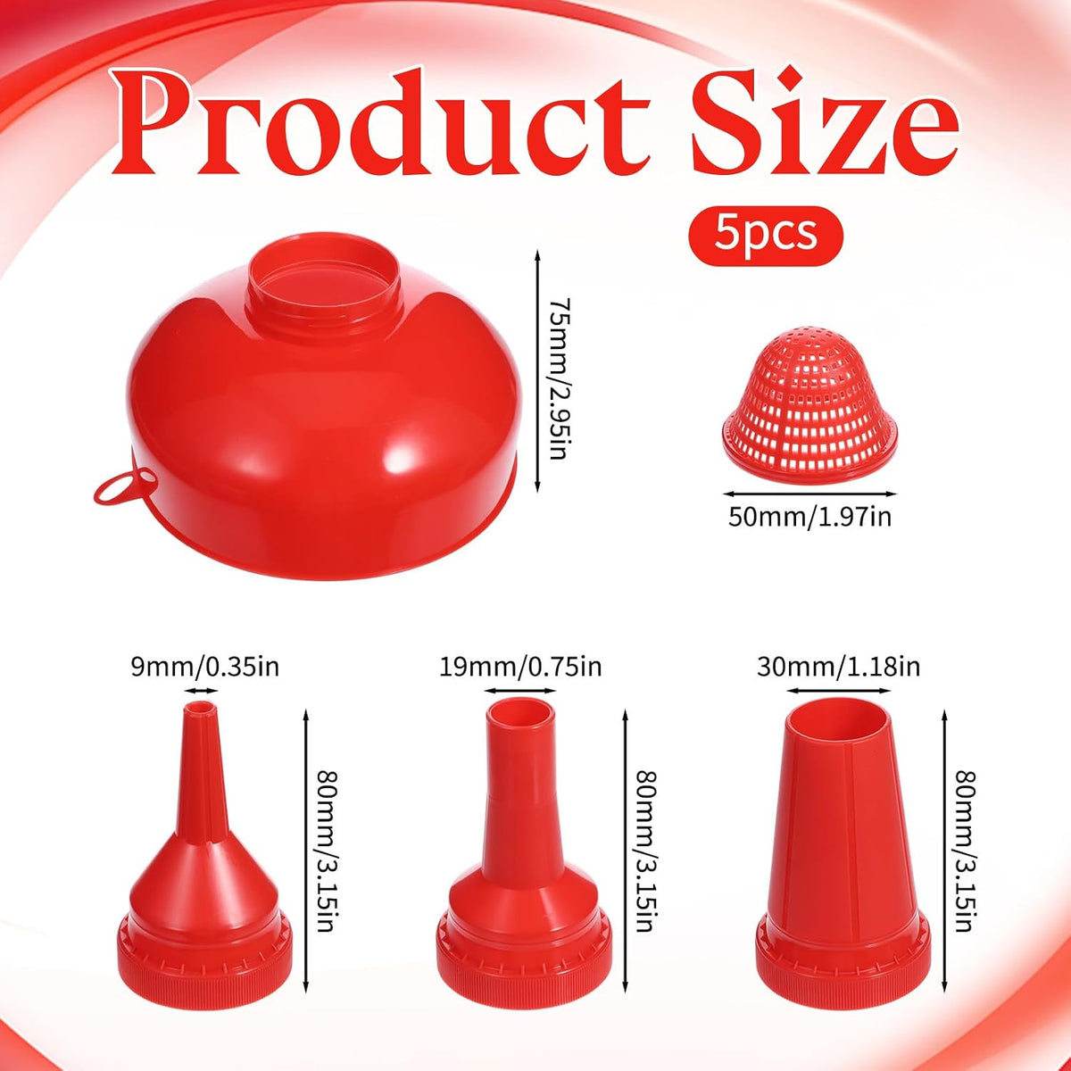 5 Pcs Wide Mouth Funnel, Food Grade Wide Funnels with Strainer Long Neck Plastic Funnels for Filling Bottles, Canning, Mason Jar, Shampoo, Liquids